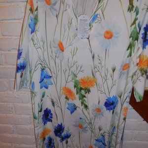 Made with Love Flowery Long Top Size Small